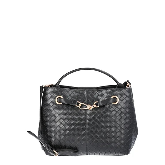 Time and Tru Women's Hazel Satchel Bag Handbag, Black